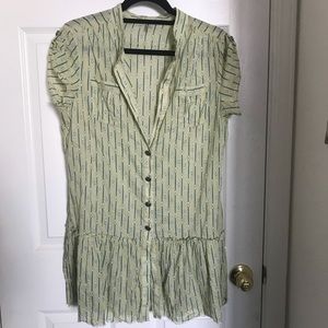 Free People | Green Striped Summer Tunic